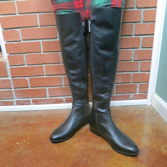 Michael Kors Bromley Black Leather/Stretchy Boot Sz 8M - Runs Narrow Across Foot - Picture 1 of 16
